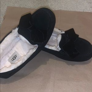 Black Velvet Bow Ugg Slippers